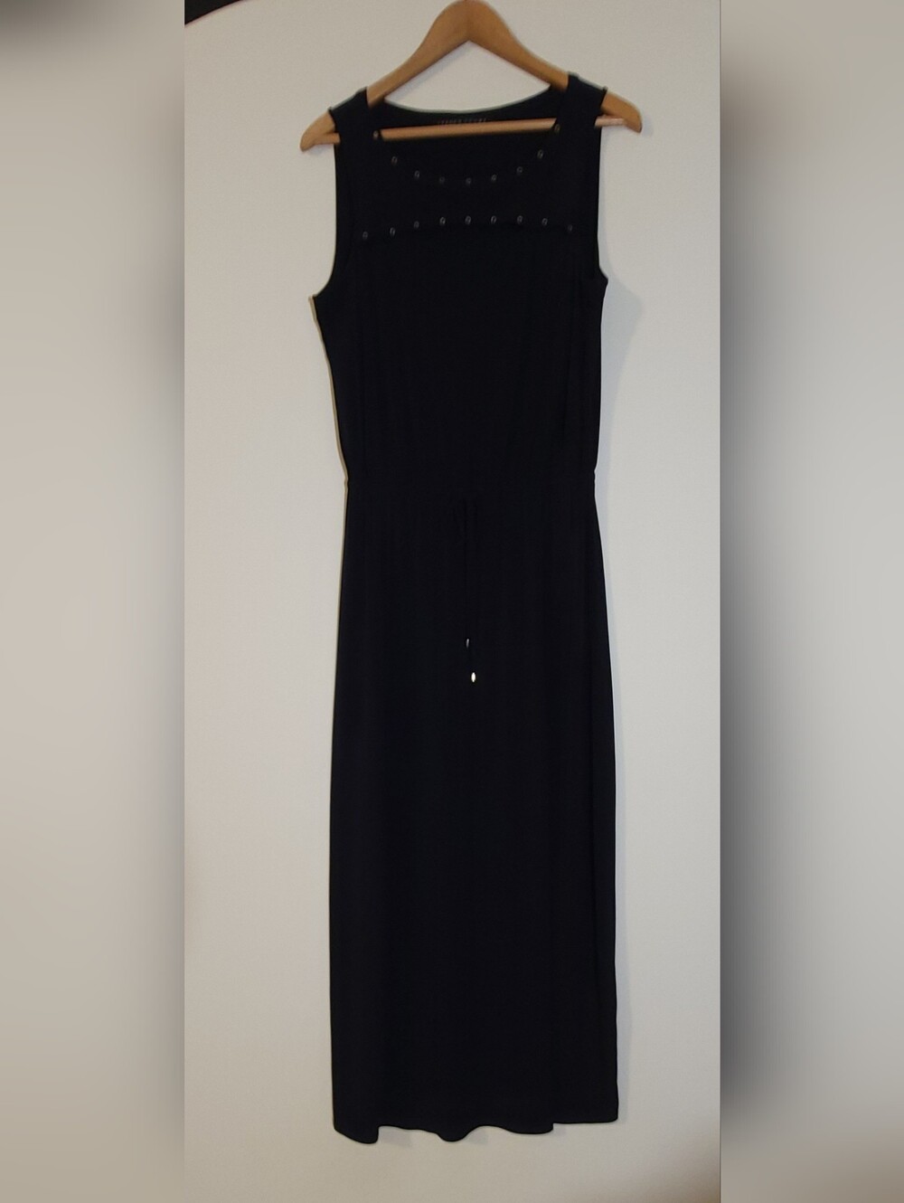Ivanka Trump Black Sleeveless Maxi Dress with Drawstring Size M